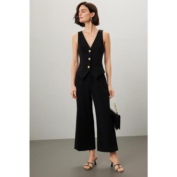 Black Halo Black Sloane Jumpsuit Size 8 with Lints and Minor Snags